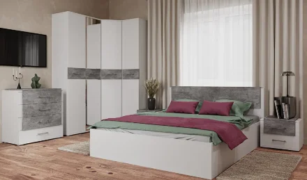 Пенал Бьянка, Белый/Бетон светлый 