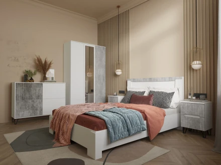 Тумба навесная Ливерпуль, белый/бетон светлый 