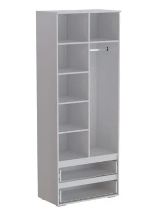 Шкаф двухстворчатый с ящиками Ливерпуль, белый/бетон светлый 