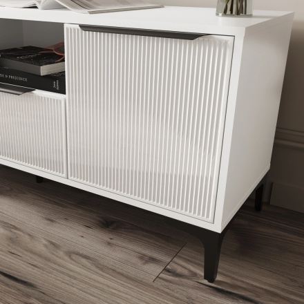 Тумба ТВ 1,35 Кимберли, Белый/Белый глянец 