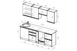 Кухонный гарнитур Сиена компакт, 220 см 